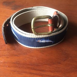 Printed cloth and leather belt